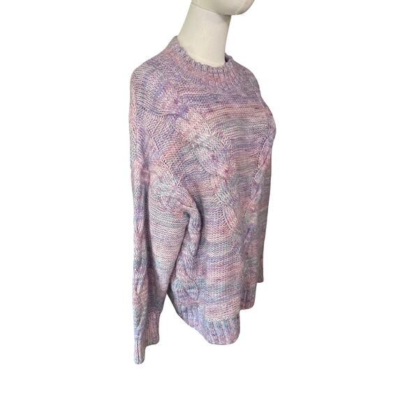 Maeve Anthropologie Multicolor Cable Knit Sweater Women's L Pastel Purple Pink - Picture 2 of 10
